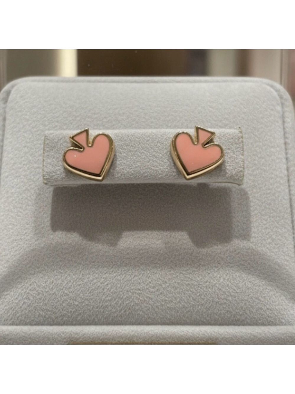 Kate Spade Everyday Spade Heart Stud Earrings Melon Pink, New on Card 2169